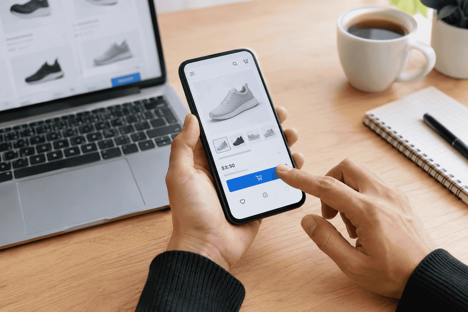 Mobile Conversion Optimization with a customer shopping on a smartphone