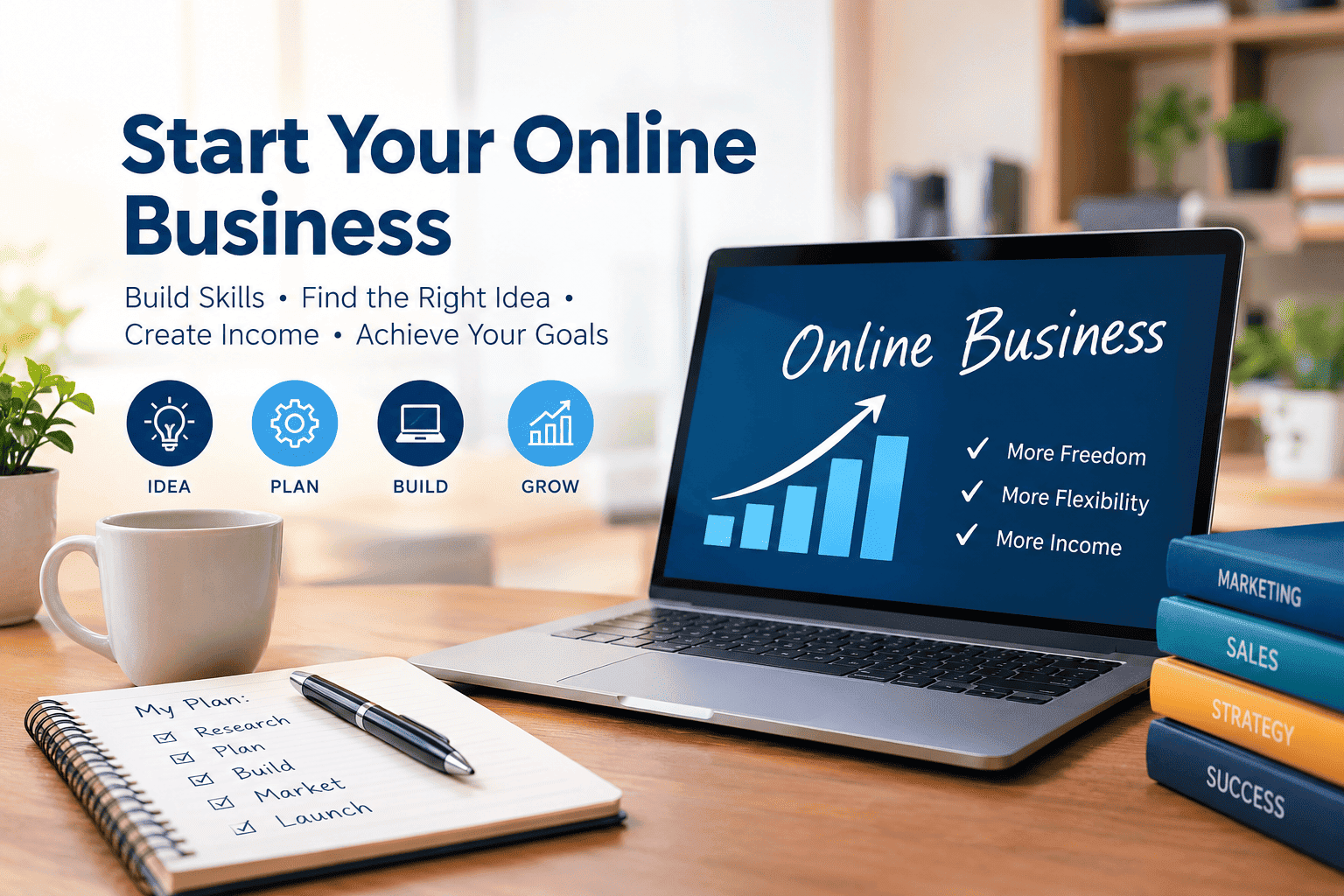 How to start an online business from scratch with a business plan and growth strategy